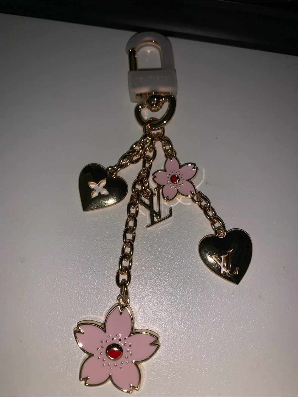Monogram heart & Pink Floral purse/bag Charm Keychain